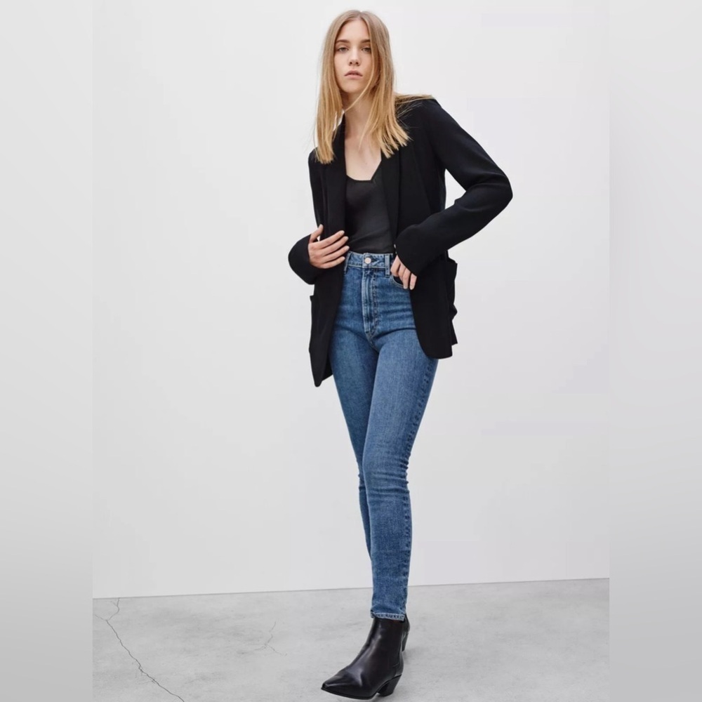 Aritzia Talula Kent Blazer Jacket Open Front Lightweight Drapey Black Women Sz 6